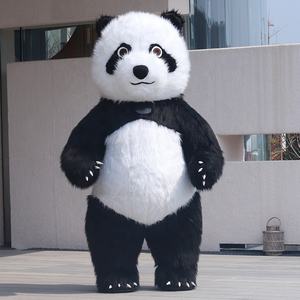 Efun Lange Vacht Reuze Opblaasbaar Wandelende Panda Mascottekostuum Lang Haar Poolbeer Teddy Mascottekostuum Panda voor Volwassenen - Product Image 1