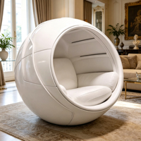 Fauteuil lounge monobloc en fibre de verre ultra-brillant, design capsule spatiale en forme d'œuf, pour usage domestique et de loisirs