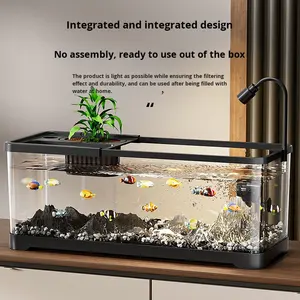 Akrilik Dikdörtgen Ev Tipi Masaüstü Akvaryum, Oturma Odası Peyzajı için Çevre Dostu Susuz Akış Oksijen Üreten - Product Image 4