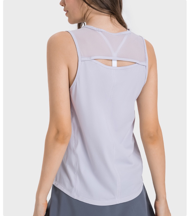 DT051 Sleeveless Workout Tops for Women Mesh Racerback Tank Yoga Shirts Gym Clothes Muscle Running Vest for Gym Wear