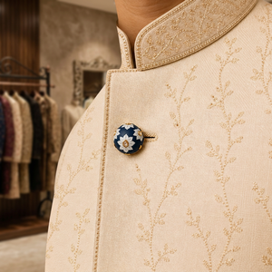 Elegante Botón de Latón Azul Marino con Diseño Floral y Detalles de Cristal Hechos a Mano para Ropa Formal Masculina - Cumpleaños y Aniversarios - Product Image 4