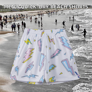 Shorts de Baño Casuales de Verano para Hombre, Sublimados, Ecológicos, Transpirables, de Secado Rápido, con Cordón Ajustable, de Spandex/Poliéster - Product Image 2