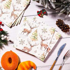 Serviettes <span class=keywords><strong>De</strong></span> Noël Jetables 20 Pcs Hiver Flocon <span class=keywords><strong>De</strong></span> Neige Table Serviettes En <span class=keywords><strong>Papier</strong></span> 6.5 "x 6.5" 2 Plis Arbre <span class=keywords><strong>De</strong></span> Noël Renne Décorations - Product Image 2