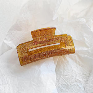 Pinza para el pelo de mujer con diseño de tiburón, cuadrada, hueca, de plástico y PC templado, con purpurina, estilo europeo-americano, a la moda - Product Image 6