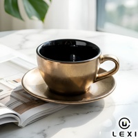 Ensemble tasse à café et soucoupe en cuivre antique avec glaçure métallique, tasse à expresso turque, vaisselle de luxe LEXI pour hôtel, restaurant, maison, cadeau