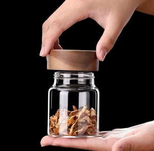 Juego de tarros de almacenamiento de vidrio hermético para alimentos de cocina de borosilicato de buen sellado de fábrica con tapa de bambú de madera de acacia - Product Image 5