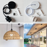 Support de lampe suspendu vintage en plastique DIY E26 E27 avec câble, douille de plafond, base de lampe à demi-dents, abat-jour, lampe suspendue
