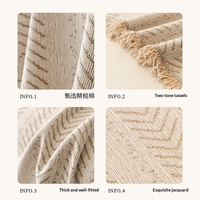 Housse de canapé en chenille style moderne et épuré, motif arêtes de poisson, couleur unie/géométrique, une pièce, élastique, respirante, anti-griffures pour chat