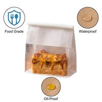 Sac à pain en papier kraft écologique imprimé sur mesure avec fenêtre transparente, fermeture à lien métallique, résistant à la graisse et à l'huile, recyclable, pour pain de mie