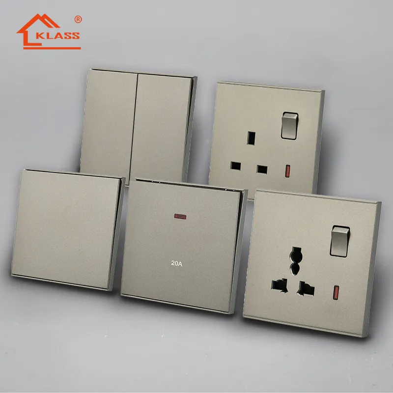 CE Safety Indoor Lighting system Gery Design UK 86 Type Wall Switch And Electrical Power Socket