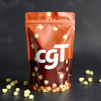 Vente en gros de sachets debout recyclables refermables en PE-BD personnalisables Sac en plastique zip-lock pour pop-corn biscuit biscuit bonbon saccadé