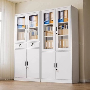 Vente en gros Bureau Bibliothèque École Vertical Gris Blanc 4 portes Résistant à la poussière Différents styles Classeur en acier de stockage sélectionnable - Product Image 1