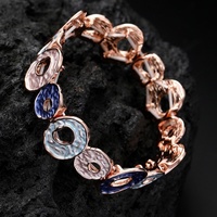 En stock Bracelets ovales ajourés émaillés plaqués argent, style vintage, à motif ondulé coloré, bijoux pour femme pour soirée