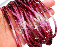 Perles de rubis naturel facettées de qualité AAA, forme rondelle, 3,5-4 mm, pierres précieuses roses, brin de 16 pouces, fabrication de bijoux, vente en gros