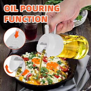 Bouteille pulvérisateur d'huile et <span class=keywords><strong>de</strong></span> <span class=keywords><strong>vinaigre</strong></span> en verre 2 en 1 <span class=keywords><strong>de</strong></span> 470 ml avec distributeur d'huile d'olive pour la <span class=keywords><strong>cuisine</strong></span> et le camping - Pulvérisateur d'huile réutilisable - Product Image 3