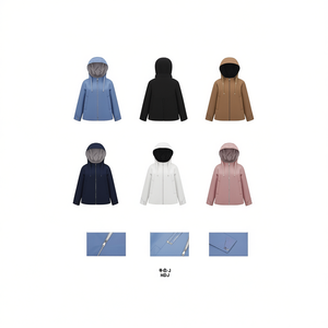 HDJ <b>Women's</b> Reversible Hooded Coat Plus Size AD-08 Autumn Casual <b>Jacket</b> Zipper Closure Solid Color Woven Polyester - Product Image 2