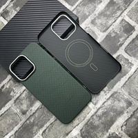 Véritable pur pour étui de téléphone en Fiber de carbone Kevlar pour iPhone 14 15 16 Plus Pro Max couverture de téléphone antichoc magnétique tissée en Fiber d'aramide