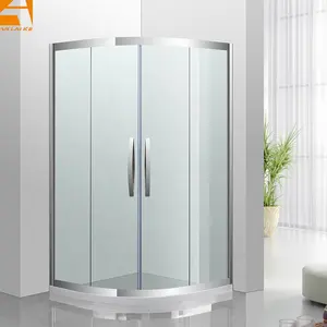 Cabine de douche d'angle, acier inoxydable noir, porte coulissante, KF-2309A