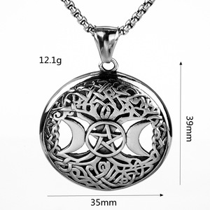 Men's Stainless Steel Pendant Necklace Viking Tree Of Life <b>Design</b> <b>Star</b> Pattern Geometric Gift Jewelry - Product Image 5