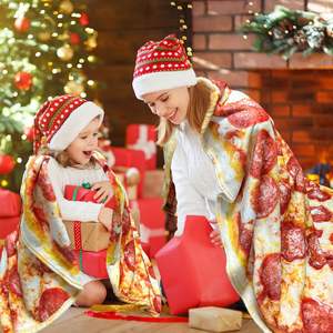 Gran oferta, de franela manta de lana tejida para Pizza, estampado personalizado, divertido patrón de dibujos animados realista, manta suave para niños y adultos - Product Image 2
