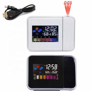 Reloj Despertador Digital LED <span class=keywords><strong>con</strong></span> <span class=keywords><strong>Proyector</strong></span> USB, Función de Repetición, Estación Meteorológica, Termómetro, Hora, Calendario y Fecha - Product Image 1