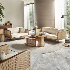 Muebles de Sala de Estar de Alta Calidad, Juego de Sofás de Madera con Ratán - Product Image 2