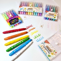 Crayons de peinture à l'huile lavables et solubles dans l'eau pour enfants, couleurs régulières/néon/pailletées/macaron, non tachants, effet soyeux, en forme de bâton, ensemble de crayons torsadés