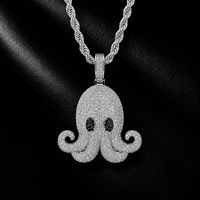 Collier pendentif pieuvre Iced Out en laiton doré et argenté avec micro-pavé de zircone cubique pour homme, bijoux hip-hop streetwear
