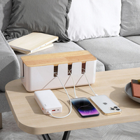 Boîte de rangement en bois Sunshine Collection avec organisateur de câbles en plastique pour salon, gestion des câbles, accessoire pour fils