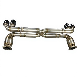 Scarico Sportivo in Acciaio Inox da 3'' per <span class=keywords><strong>Porsche</strong></span> 991.1/991.2 <span class=keywords><strong>Turbo</strong></span> <span class=keywords><strong>S</strong></span> con Terminali in Fibra di Carbonio - Product Image 1