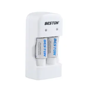 Beston高品质3.0V CR2锂离子充电电池2pcs和充电器组，用于相机智能门锁激光测距仪