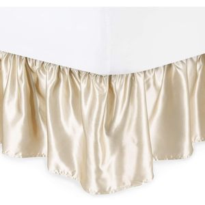 Falda de Cama con Volantes de Satén, Tamaño King, 18 Pulgadas de Profundidad, Color Marfil Sólido, Lavable, Tela de Microfibra, para Uso Doméstico - Product Image 5