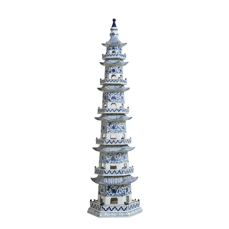 Orientalische chinesische Porzellan turm dekoration Neues Design Blaue und weiße Keramik pagoden figur