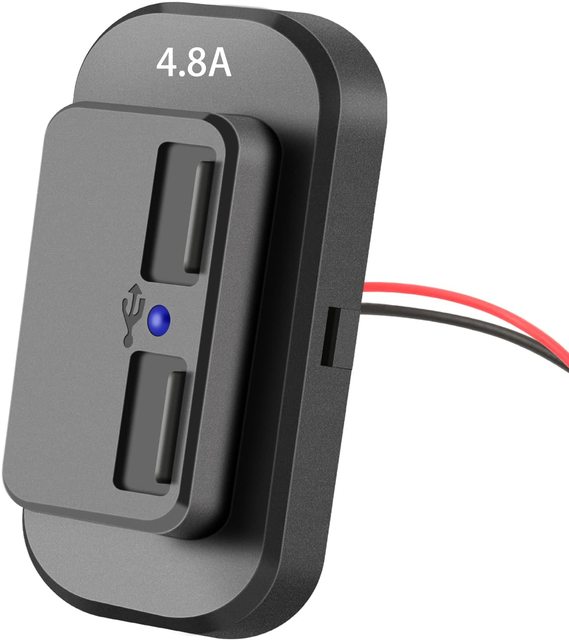 12V-24V Rectangle Panel Mount 4.8A Bus USB Charger Socket RV BUS