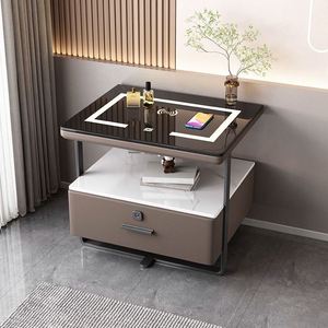 Nightstand สัมผัสสัมผัสสัมผัสนำแสงที่ชาร์จลำโพงการออกแบบลำโพง USB คู่ล็อคลายนิ้วมือโต๊ะข้างเตียง - Product Image 2