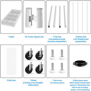 Móvil de recubrimiento en polvo de alambre de <span class=keywords><strong>rack</strong></span> 6-de estante de acero ajustable estanterías de alambre pesado estanterías de alambre con ruedas - Product Image 5