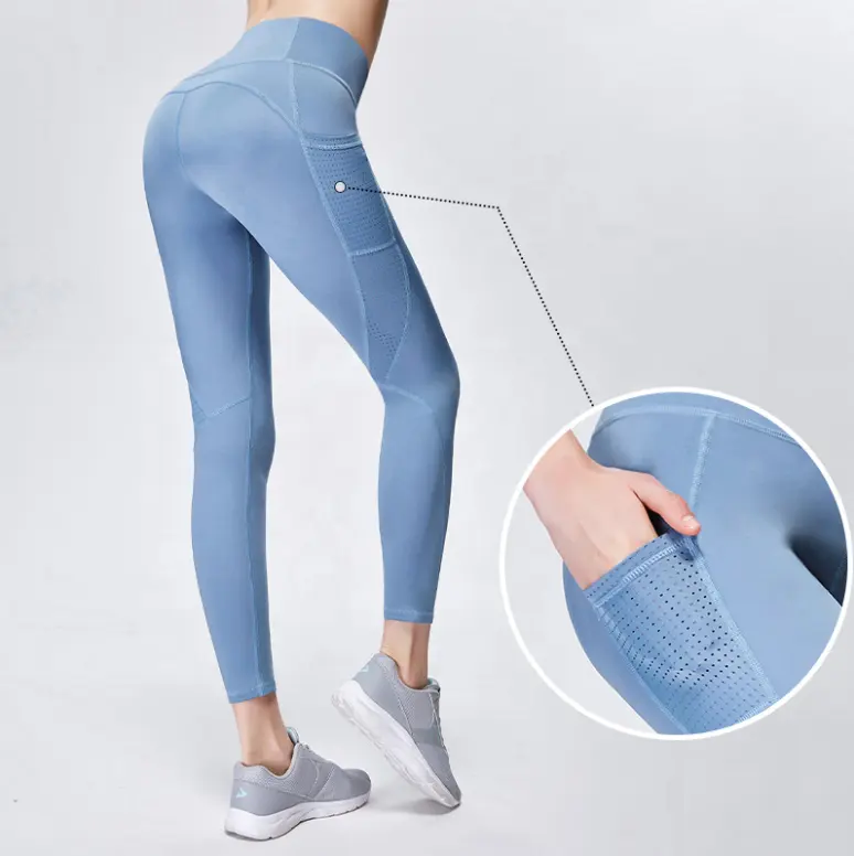 Nylon Pocket Yoga Broek Holle Stiksels Hip Lifting Panty Sport Running Fitness Broek