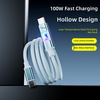 Câble de données Type-C pour chargeur de voiture, lumineux et coloré, ultra-rapide, avec indicateur lumineux et conception tressée