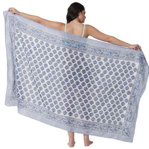 Vente flash : Sarong en coton imprimé à la main pour femmes, léger, idéal comme paréo de bikini, pour la plage et les vacances d'été - Product Image 1