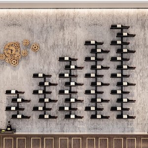 Giá để rượu treo tường bằng sắt màu đỏ, thiết kế tấm panel, sức chứa 4-12 chai, trang trí nhà hiện đại - Product Image 2