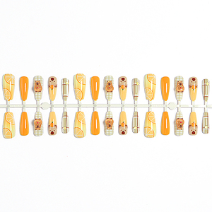 <span class=keywords><strong>Uñas</strong></span> Postizas Infantiles con Dibujos Animados, <span class=keywords><strong>Uñas</strong></span> Postizas Largas en Forma de Ataúd con Estampado de Limón Amarillo y Animales, Reutilizables para Niñas, para el Verano y Uso Diario - Product Image 4