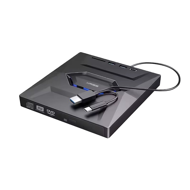 USB3.0 Type C External DVD Drive Plug and Play CD Burner Tray Read-Write Recorder for PCs with Blank Disks