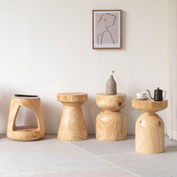 Mudun Creative Chinois Nouvelle Table à Thé en Bois Massif Moderne Géométrique Racine Sculpté Table d'Appoint d'Angle pour Maison Hôtel Salon