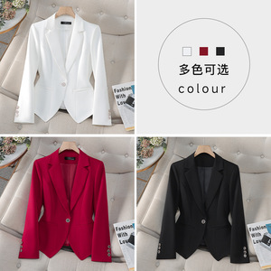 Women's Two Piece Suit Set Blazer And Dress Solid Color Polyester Satin Anti Wrinkle Spring Autumn Wear - Product Image 4