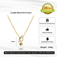 Collier pendentif cœur RINNTIN SC97, bijoux en argent sterling 925, chaîne à maillons en forme de trombone avec fermoir OT