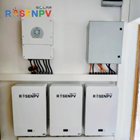 Système solaire hybride 15 kW, monophasé 110 V/220 Vca, armoire de stockage de batterie 32 kWh empilable, pour maison, fête, Amérique latine