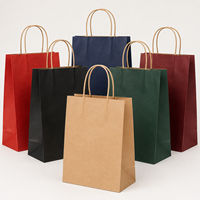 Sacs en papier kraft personnalisés avec poignées, écologiques, réutilisables, pour emballages cadeaux, vente en gros
