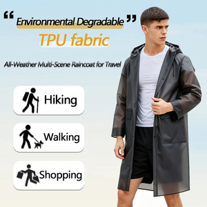Impermeable de TPU de Poliuretano Suave Ecológico de Alta Calidad OEM, Reutilizable, Largo, para Hombre y Mujer - Product Image 2