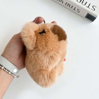 Porte-clés Capybara - Adorable jouet en peluche, porte-clés de voiture en fourrure de lapin Rex douce et moelleuse, accessoire cadeau animal, provenance éthique, personnalisable