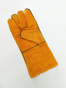 Profesional 14 pulgadas trabajo seguro soldadura vaca amarillo soldadura Industrial Guante largo cuero protección construcción seguridad Gans - Product Image 4